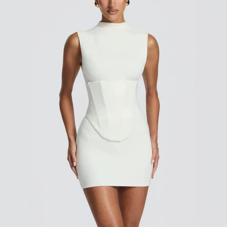 Damen Enganliegendes Stretch-Minikleid mit hohem Kragen Echo Archiv