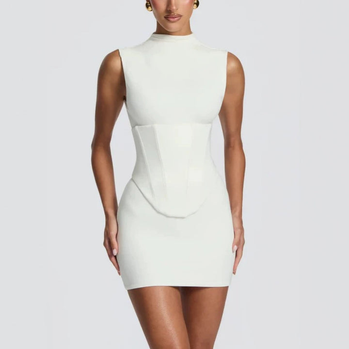 Damen Enganliegendes Stretch-Minikleid mit hohem Kragen Echo Archiv