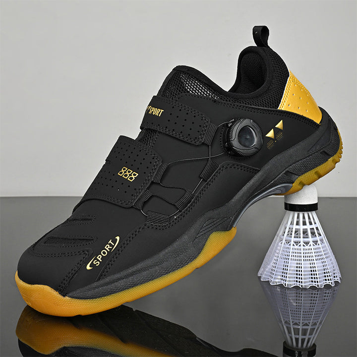 Unisex leichte Badminton‑Hallenschuhe mit rutschfester Gummilaufsohle, doppelte Klett‑Fixierung und Drehverschluss – Tavélo