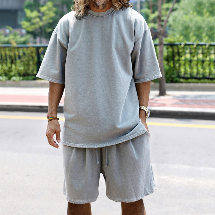 Herren Bequemer Freizeitanzug mit lässigem T-Shirt und Shorts Echoarchiv