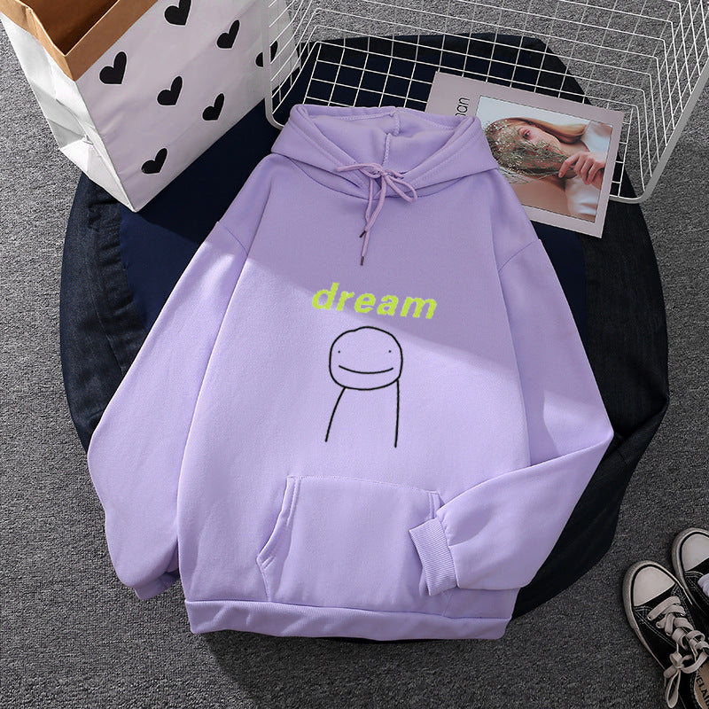 Unisex Oversize-Kapuzenpullover mit minimalistischem Smiley-Print, weichem Fleece-Innenfutter und praktischer Kängurutasche – Auréline