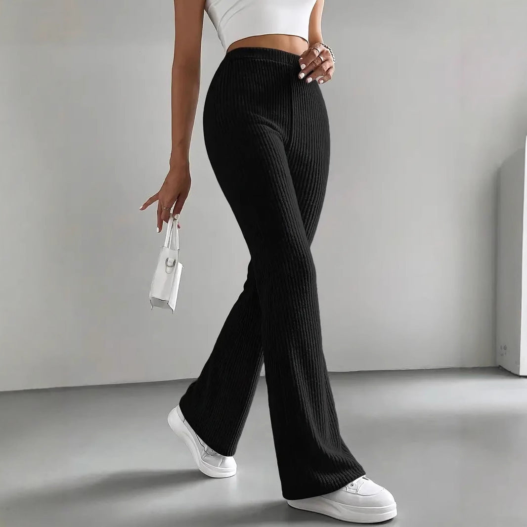 Damen Strickhose mit weitem Bein und Rippstruktur Echo Archiv