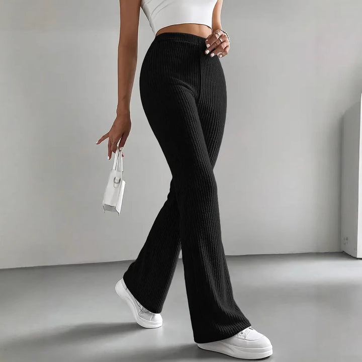 Damen Strickhose mit weitem Bein und Rippstruktur Echo Archiv