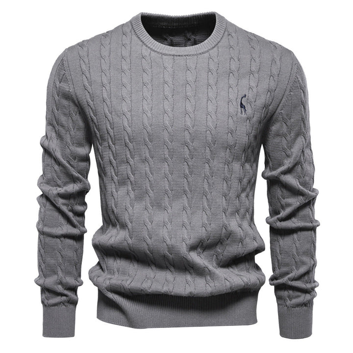 Herren Strickpullover mit Zopfmuster und Rundhalsausschnitt – Norvane