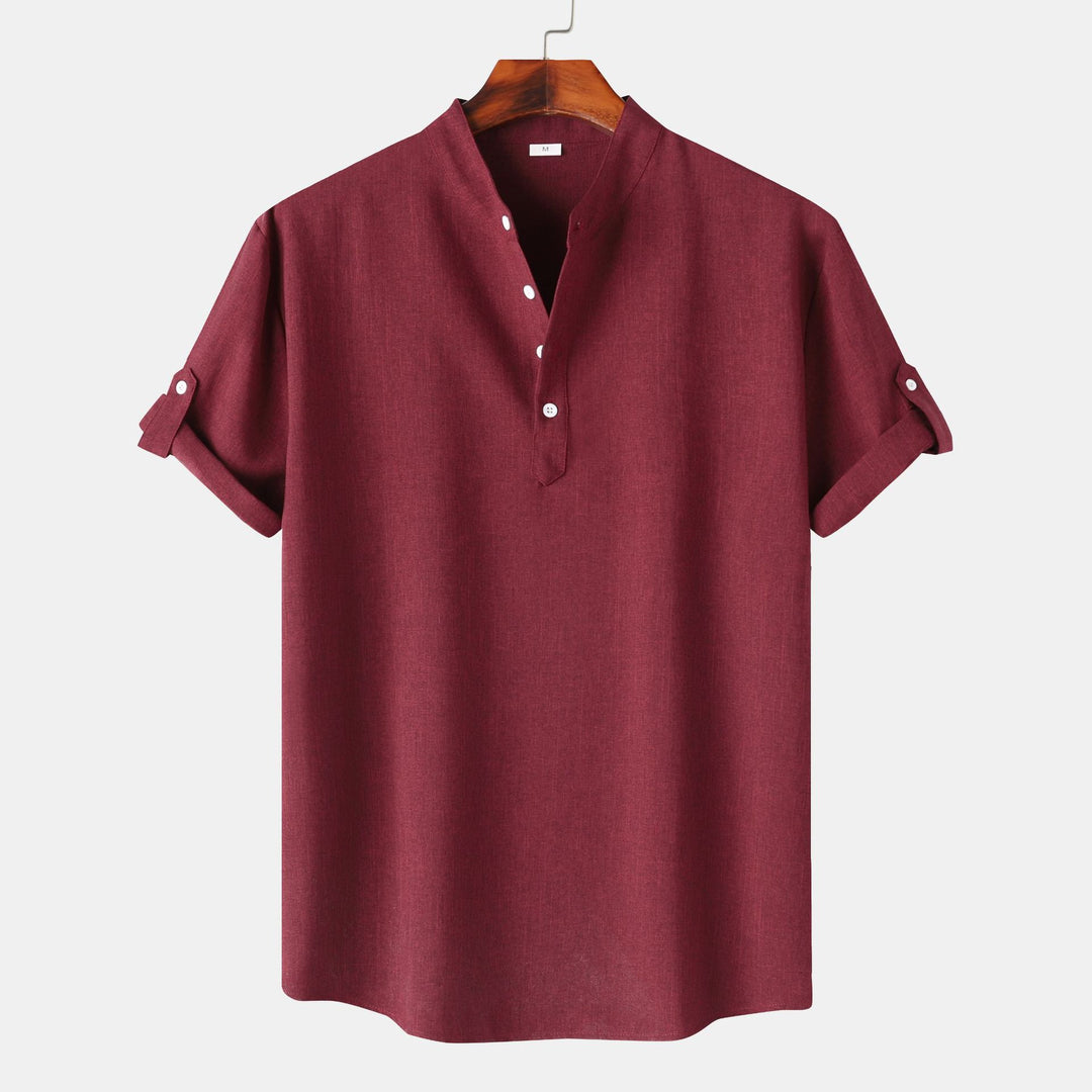 Herren Kurzarm-Hemd mit innovativem Henley-Kragen und lässigem Design Echoarchiv