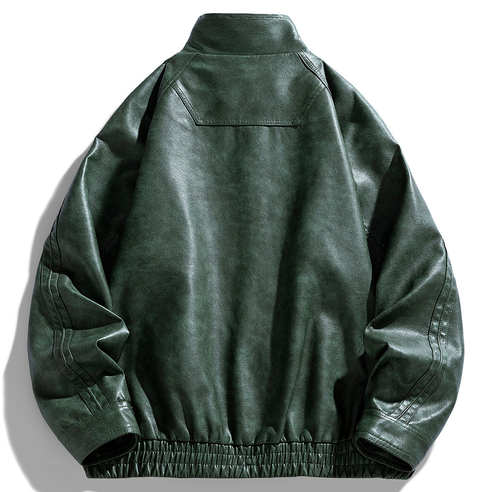 Herren lässige Kunstlederjacke im modernen Oversized-Schnitt mit funktionalen Taschen Echoarchiv