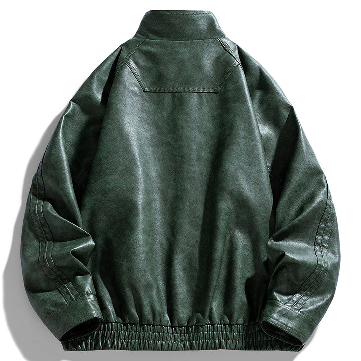 Herren lässige Kunstlederjacke im modernen Oversized-Schnitt mit funktionalen Taschen Echoarchiv