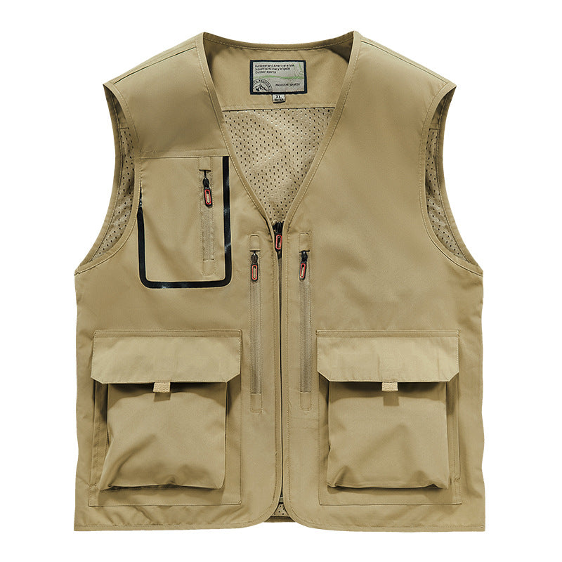 Herren Multifunktionale Outdoor-Utilityweste mit Mesh-Innenfutter und Mehrfach-Taschen Echoarchiv