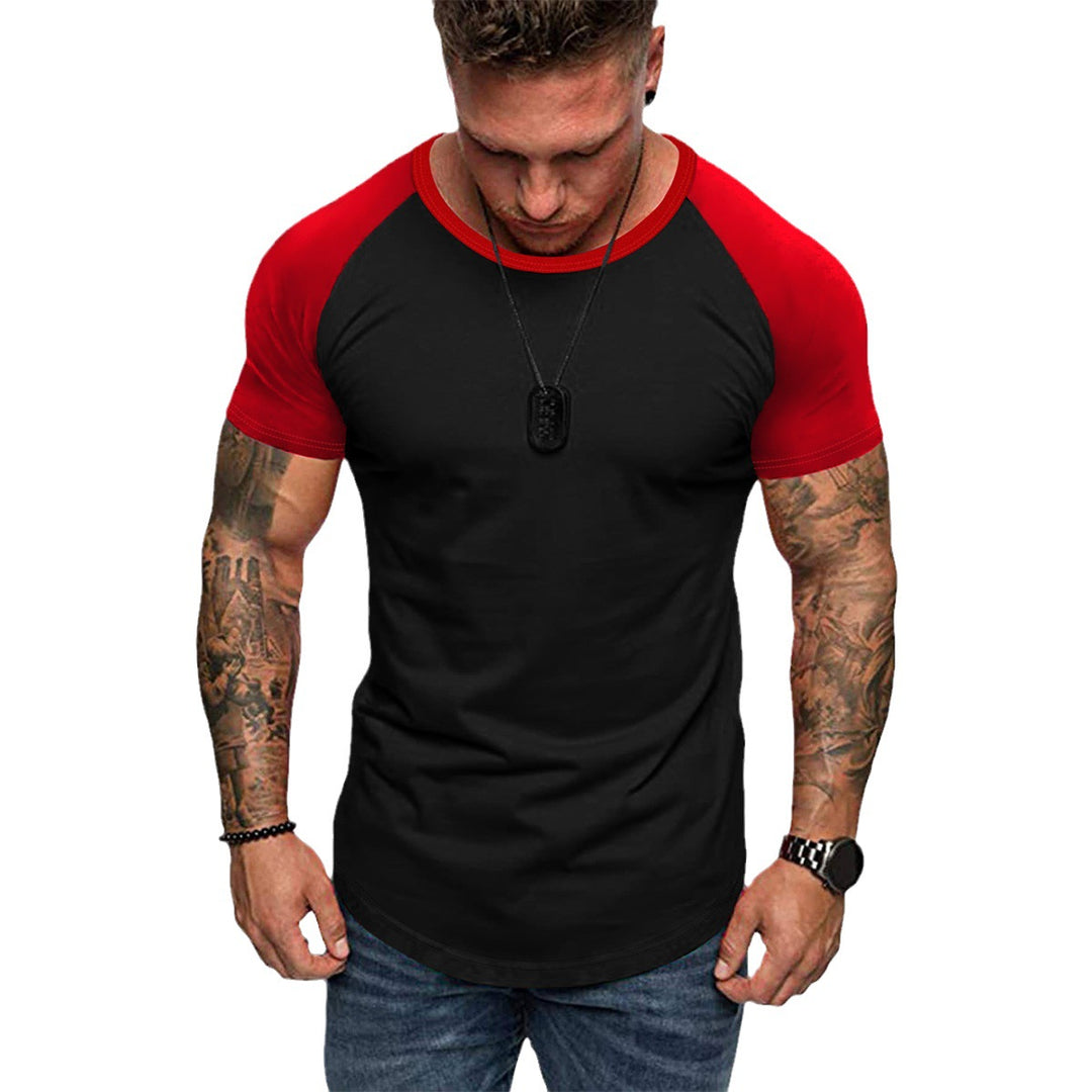 Herren Rundhalsshirt mit kontrastierenden Ärmeln und figurbetonter Passform Echoarchiv