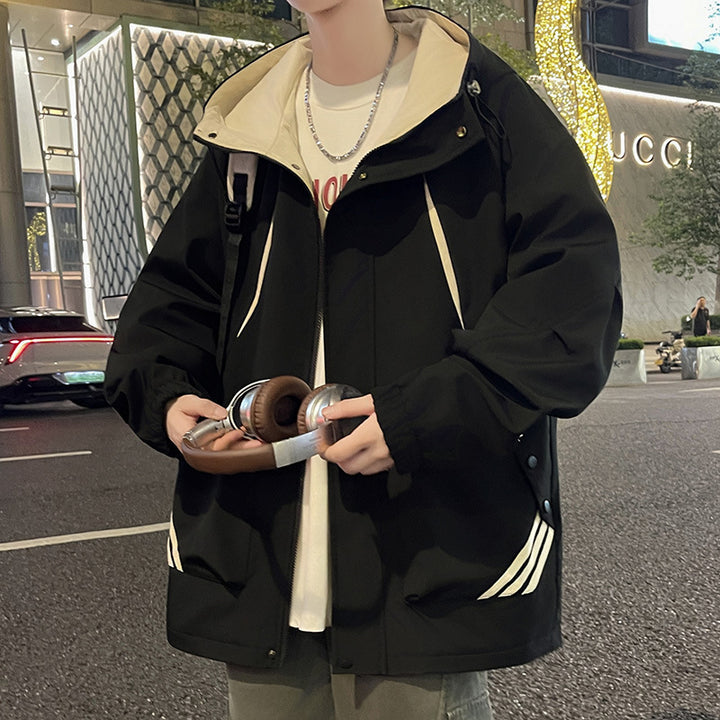 Herren leichte Jacke mit verstellbarem Kapuzenkragen Echoarchiv