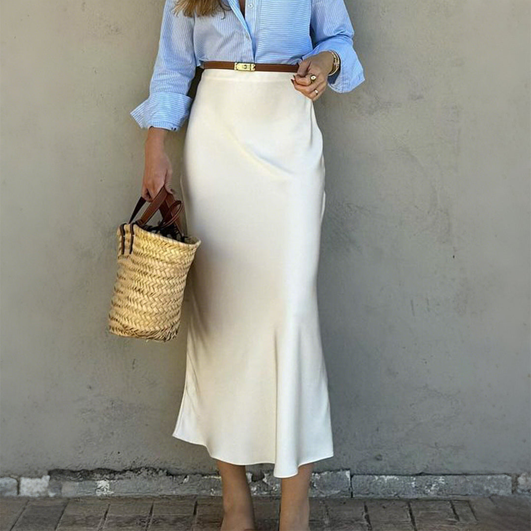 Damen Eleganter Satinrock mit schmalem Schnitt und Schlitz Echo Archiv