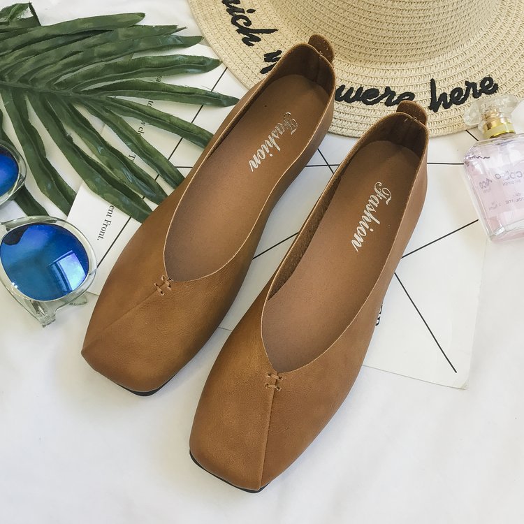 Damen nan quadratische Ballerina-Slipper aus weichem Kunstleder mit gepolstertem Komfortfußbett Echo Archiv
