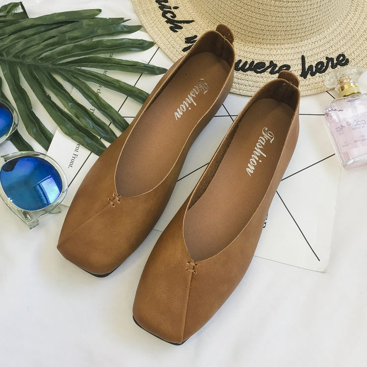 Damen nan quadratische Ballerina-Slipper aus weichem Kunstleder mit gepolstertem Komfortfußbett Echo Archiv