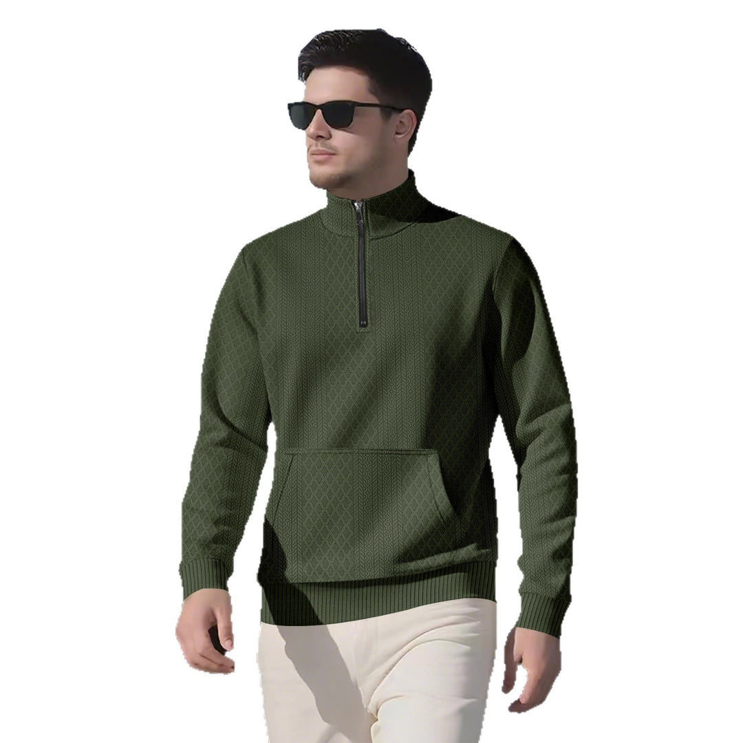 Herren modischer Fleece-Pullover mit hohem Kragen und Reißverschluss Echoarchiv