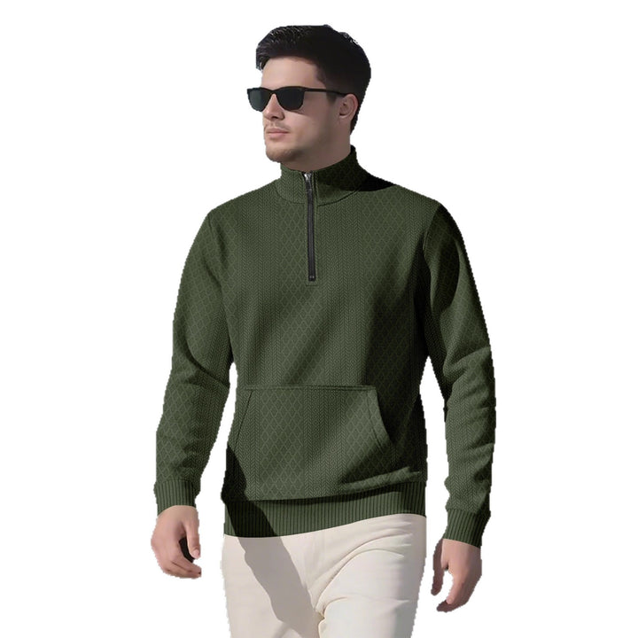 Herren modischer Fleece-Pullover mit hohem Kragen und Reißverschluss Echoarchiv