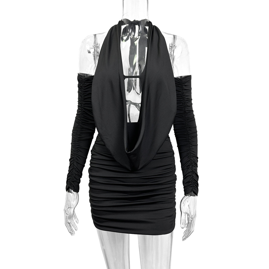 Damen Mini-Kleid mit tiefem V-Ausschnitt und seitlicher Raffung Echo Archiv
