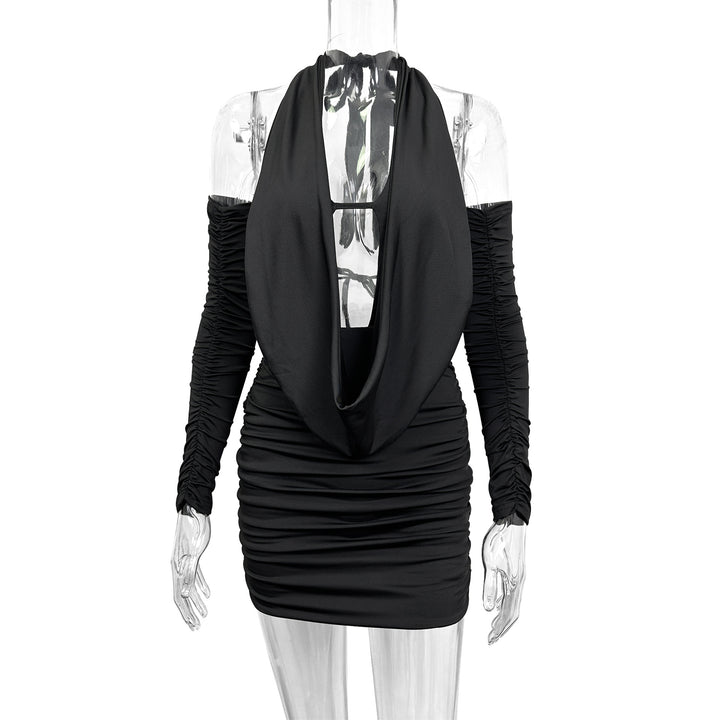 Damen Mini-Kleid mit tiefem V-Ausschnitt und seitlicher Raffung Echo Archiv