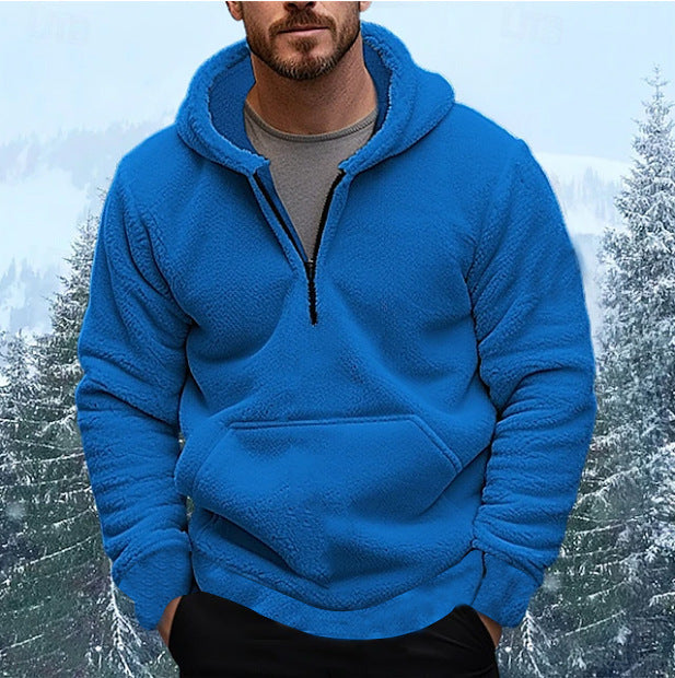 Herren Fleece Kapuzenpullover mit kurzer Reißverschlussöffnung und Kängurutasche Echoarchiv