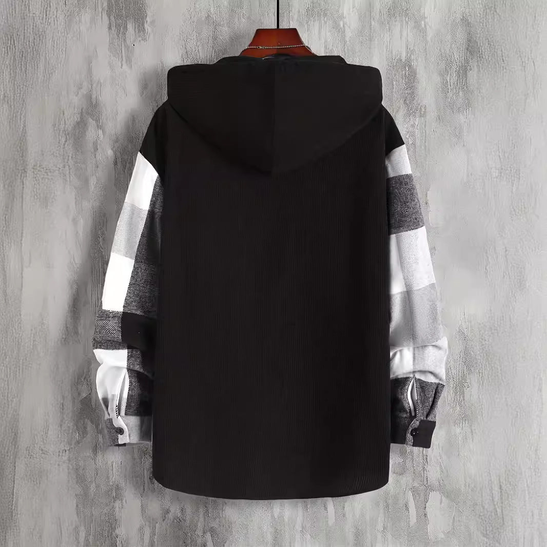 Herren kariertes Hemdjacke mit Kapuze Echoarchiv