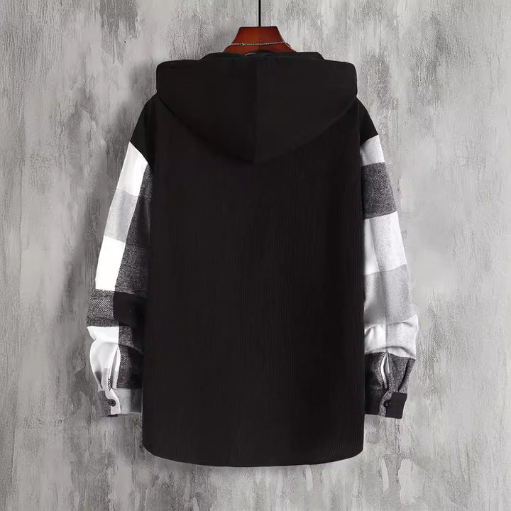 Herren kariertes Hemdjacke mit Kapuze Echoarchiv