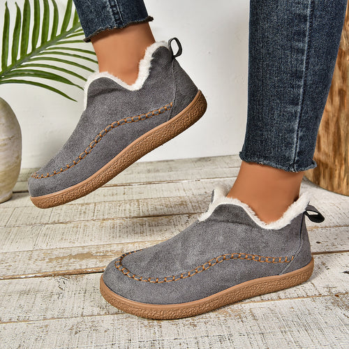 Damen Gefütterte Mokassin-Sneaker mit Kunstfellfutter und rutschfester Gummisohle Echoarchiv