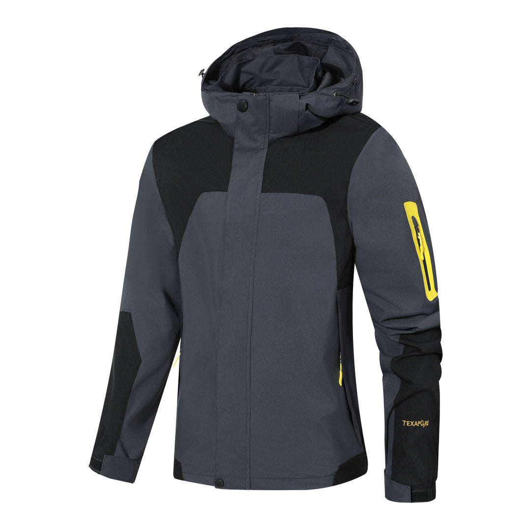 Herren Wasserdichte Softshell-Outdoorjacke mit Kapuze, Ärmel-Reißverschlusstasche und winddichter Membran Echoarchiv