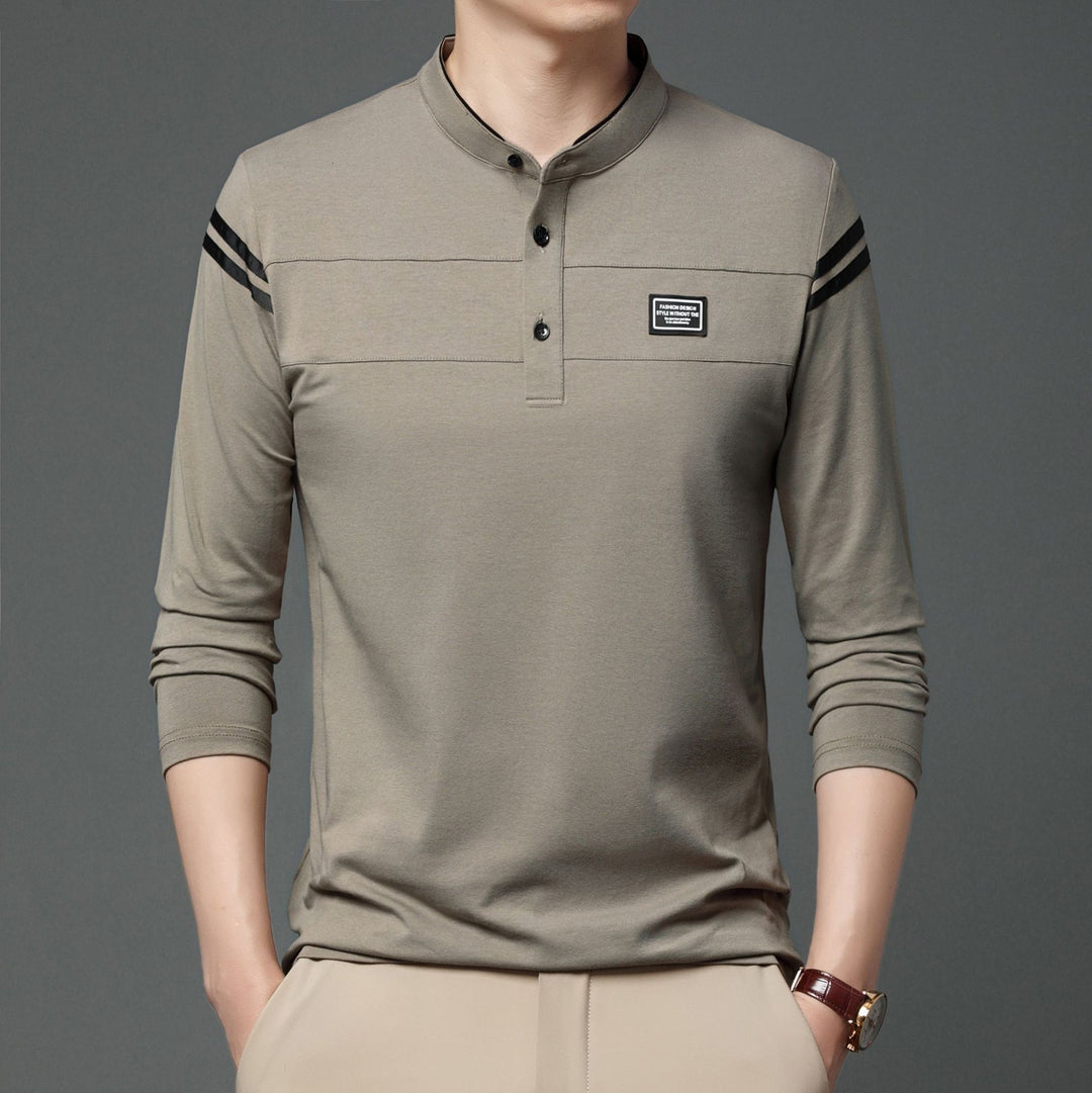 Herren Elegantes Langarm Polohemd mit modernem Kragen Echoarchiv