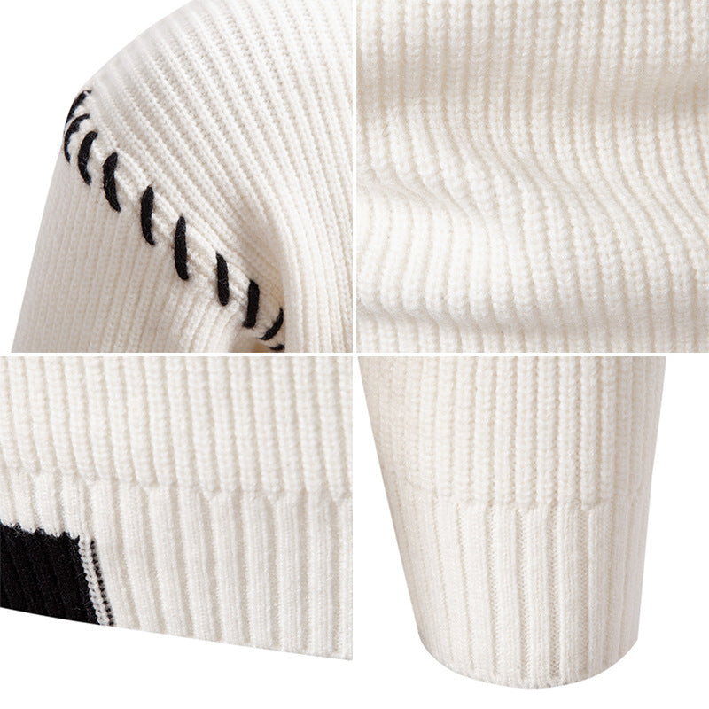 Herren modischer Strickpullover mit hohem Kragen und einzigartigem Zopfdesign Echoarchiv