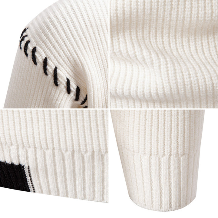 Herren modischer Strickpullover mit hohem Kragen und einzigartigem Zopfdesign Echoarchiv