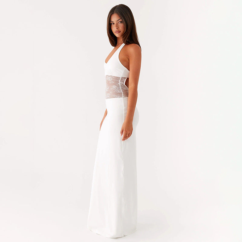 Damen Elegantes Maxikleid mit romantischer Spitzenmitte Echo Archiv
