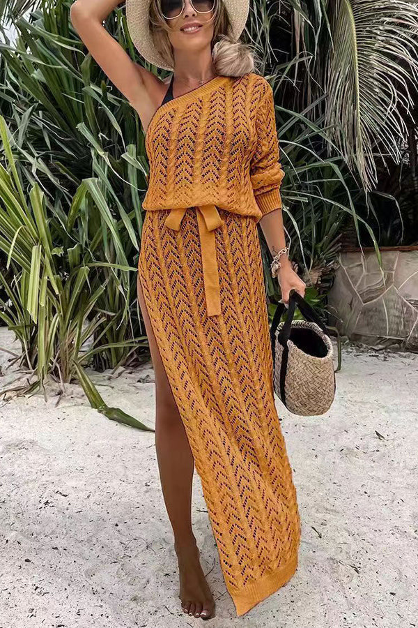Damen Sommerliches Maxi-Kleid mit asymmetrischem Schnitt und lässigem Bindegürtel Echo Archiv