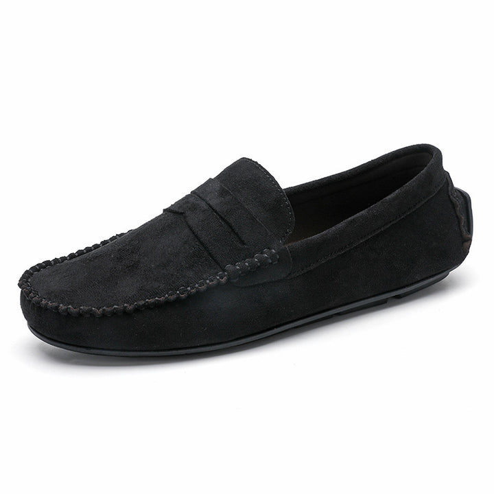 Herren elegante Veloursleder-Mokassin Fahrerhalbschuhe mit handgenähter Vordernaht und flexibler Gummiprofilsohle Echo Archiv