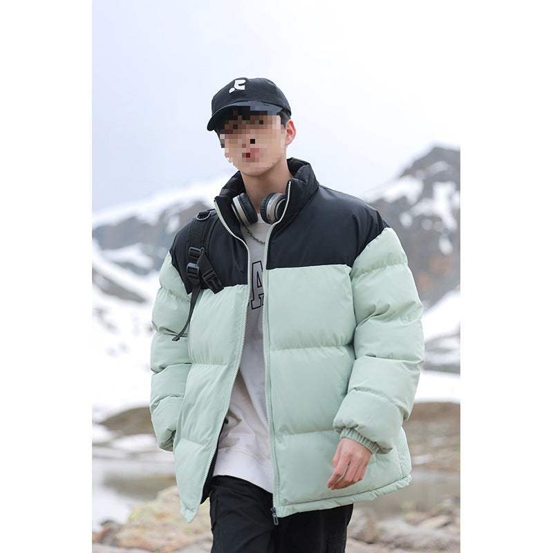 Herren Oversize-Steppjacke mit Colourblock-Schulter, hoher Stehkragen & windabweisender Wattierung Echoarchiv