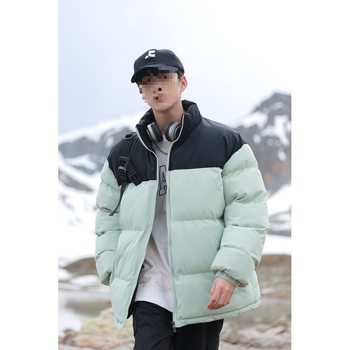 Herren Oversize-Steppjacke mit Colourblock-Schulter, hoher Stehkragen & windabweisender Wattierung Echoarchiv