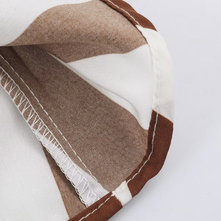 Damen Gestreiftes Midikleid mit Stehkragen, tailliertem Gürtel und ausgestelltem A-Linien-Rock Echoarchiv
