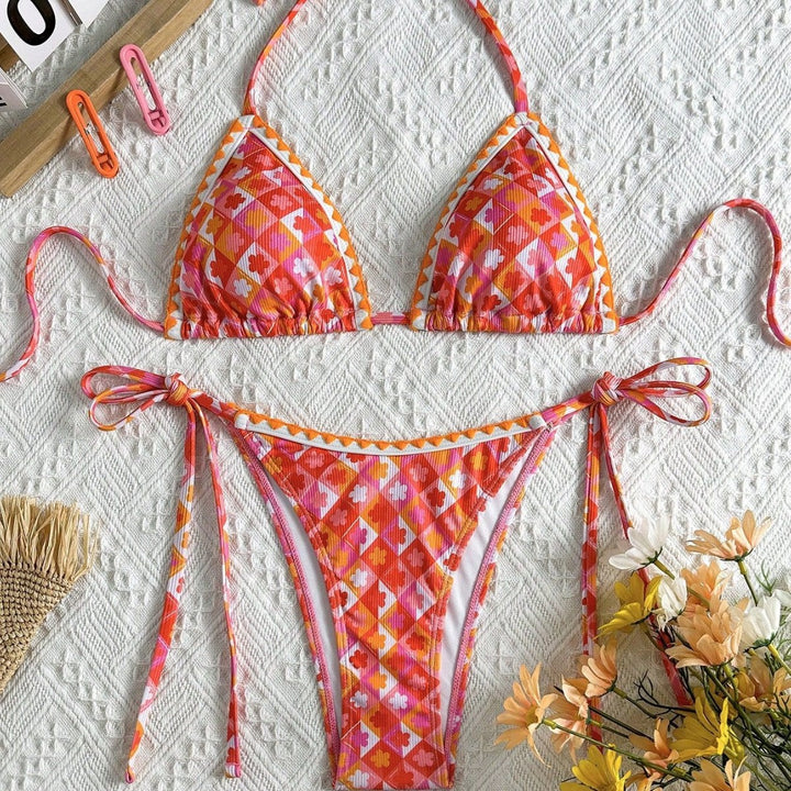 Damen Triangel-Bikini mit verspieltem Karomuster und raffinierten Trägern Echo Archiv