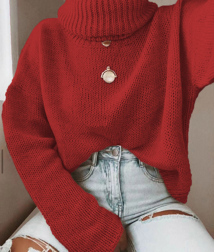 Damen Oversize Rollkragenpullover grobgestrickt mit weitem Schnitt Echoarchiv