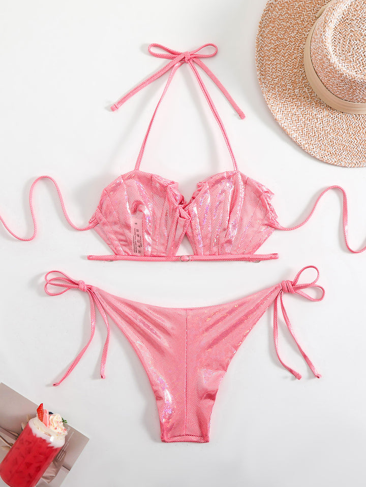 Damen Funkelndes Bikini-Set aus Mesh mit verstellbaren Bändern Echo Archiv