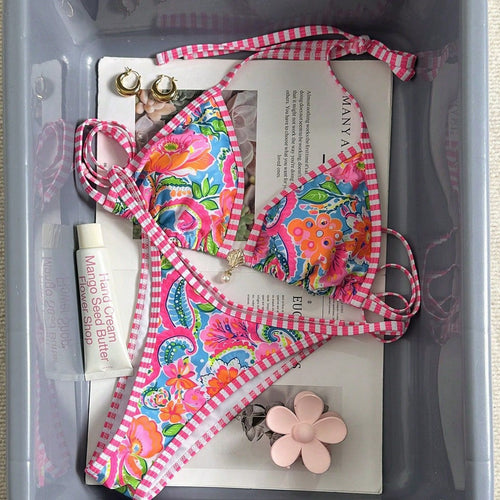 Damen Triangel-Bikini mit verspieltem Floral-Design Echo Archiv