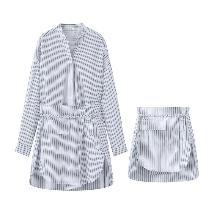 Damen Hemdblusenkleid mit Taillengürtel, Mandarin-Kragen und aufgesetzten Taschen Echo Archiv