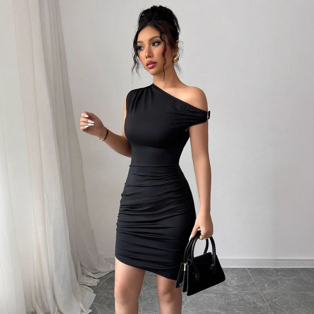 Damen nan asymmetrisches Einschulter-Minikleid mit Taillenraffung und figurbetonter Stretch-Passform Echo Archiv