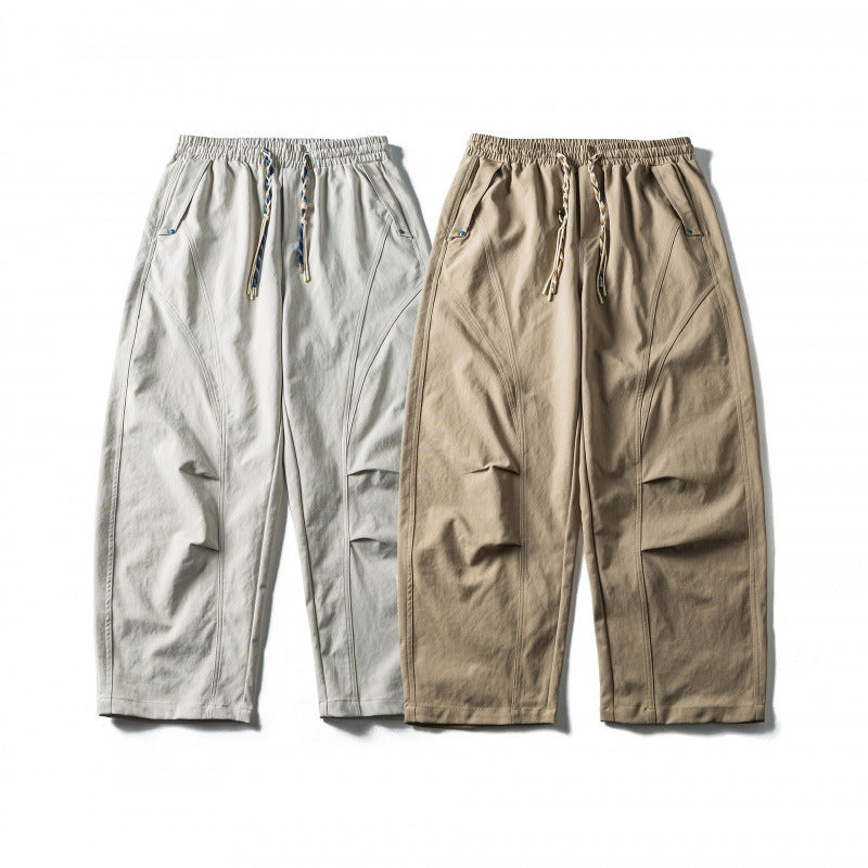 Unisex Weite Cropped-Hose mit Tunnelzug, elastischem Bund und markanten Nahtpaneelen Echo Archiv