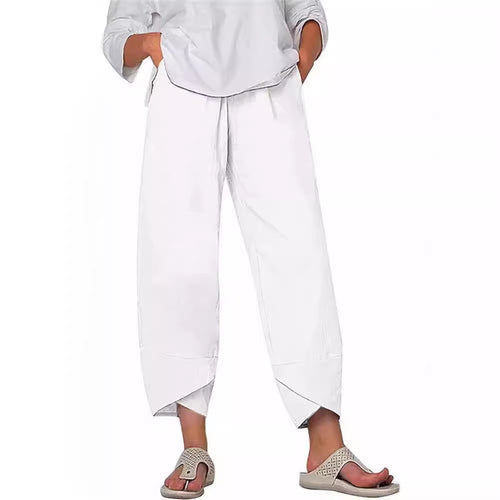Damen Weite Culotte-Hose mit überlappendem Tulpen-Saum und elastischem Bund – Avérine