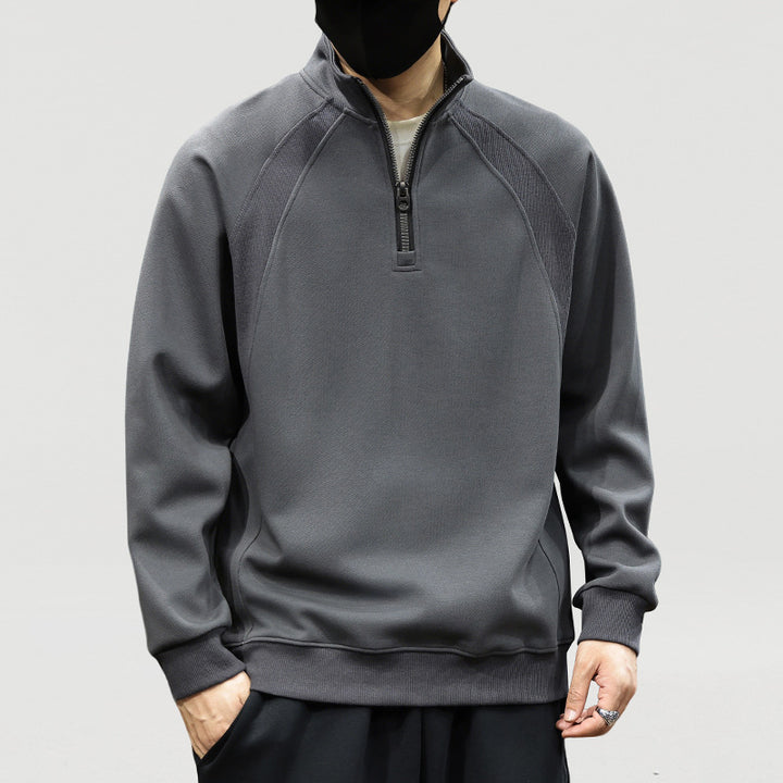 Herren Oversize-Halbzip-Sweatshirt mit hohem Stehkragen, Raglanärmeln & gerippten Abschlüssen Echoarchiv