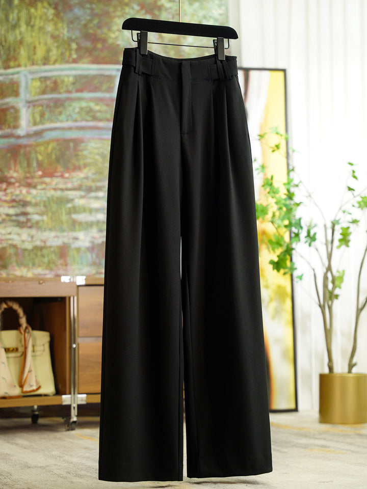 Damen Elegante und weit geschnittene Hochtaillierte Anzughose Echoarchiv