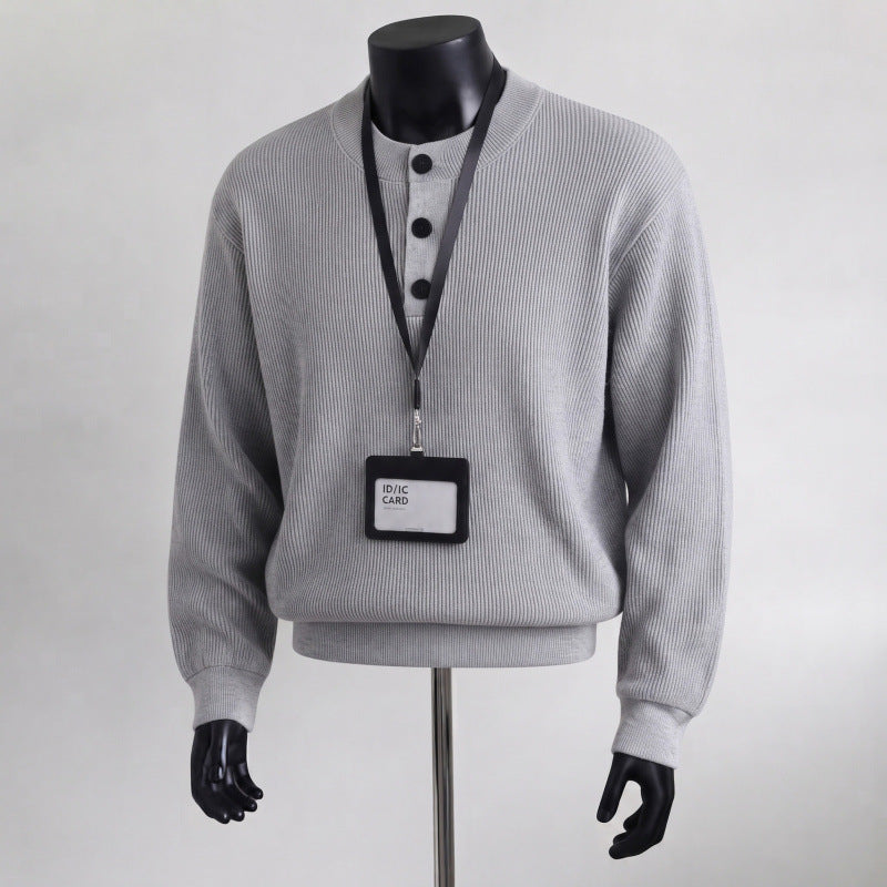 Herren Grobstrickpullover mit Knopfleiste – Norvane