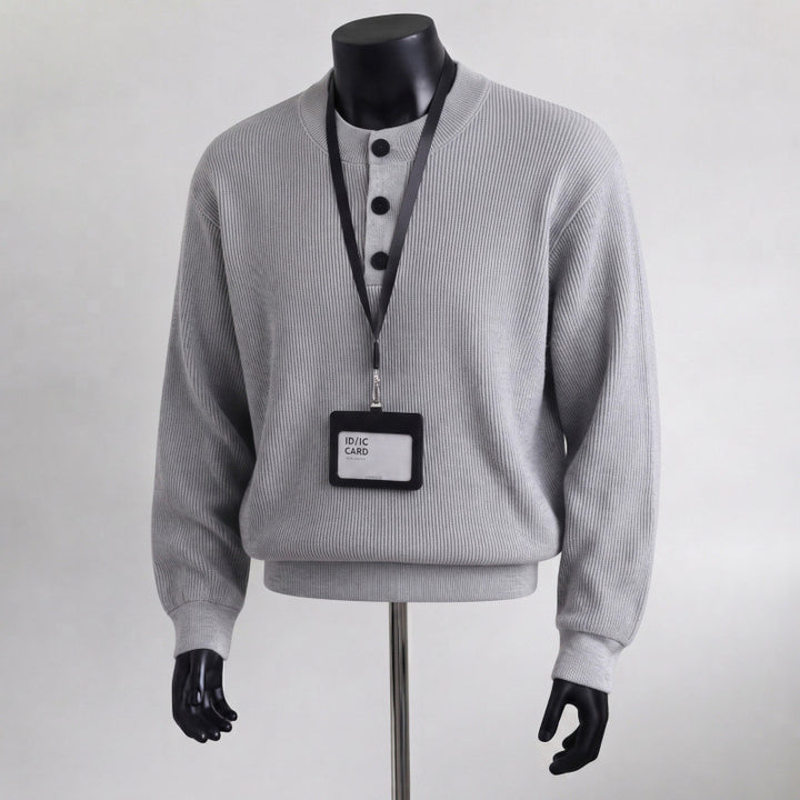 Herren Grobstrickpullover mit Knopfleiste – Norvane