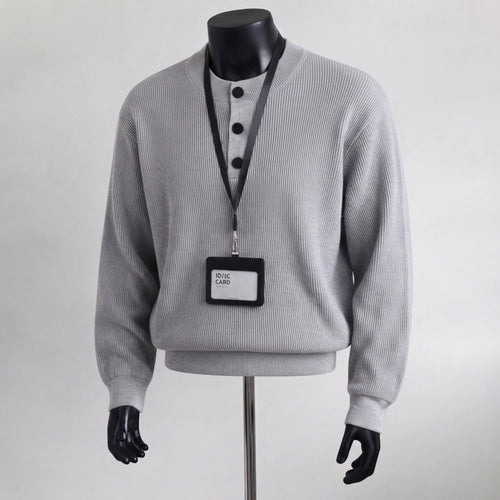 Herren Grobstrickpullover mit Knopfleiste – Norvane