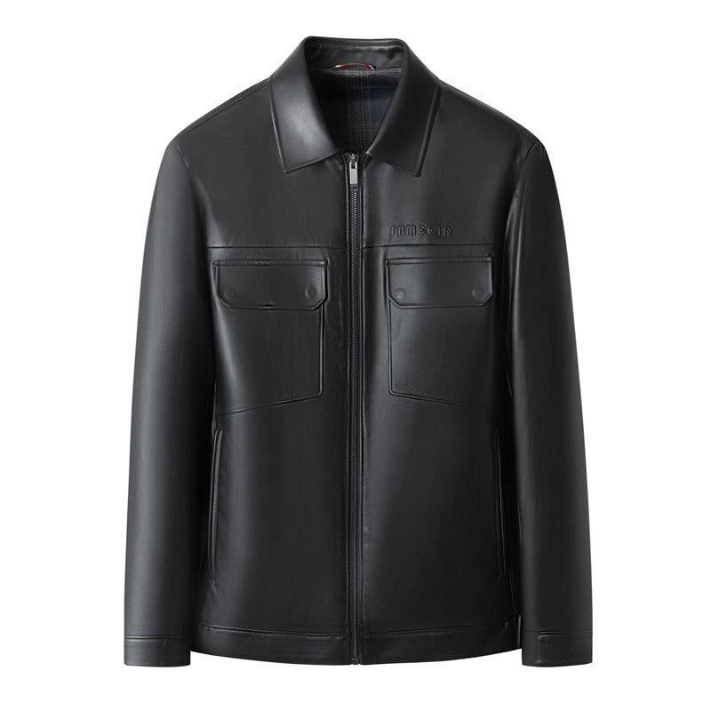 Herren Premium-Lederblouson im Hemdjacken-Stil mit Brustpattentaschen Echo Archiv