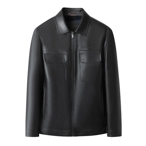Herren Premium-Lederblouson im Hemdjacken-Stil mit Brustpattentaschen Echo Archiv